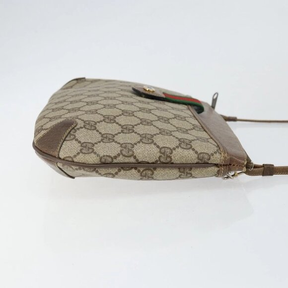 GUCCI GG Supreme Web Sherry Line Bag PVC Beige Gold 904 02 020 Auth BA7124 - Picture 6 of 16